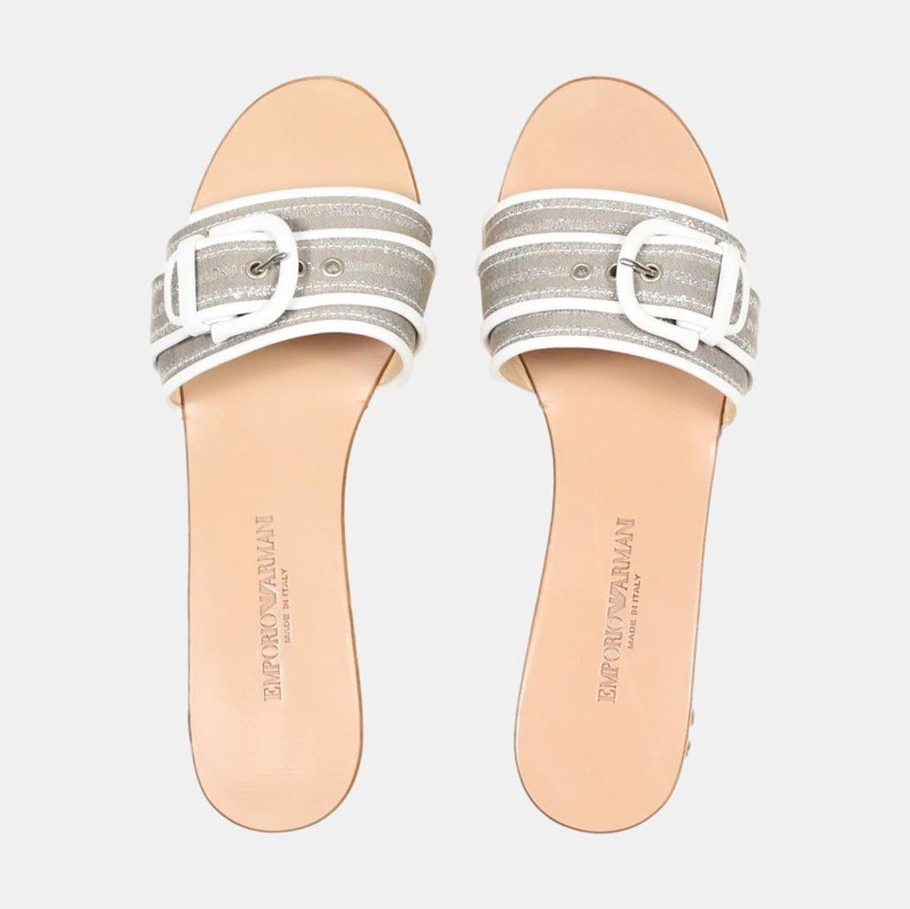 Emporio Armani Ladies Black And White Wedge Style Sandals - Holiday Shop  from DesignerWear2U UK